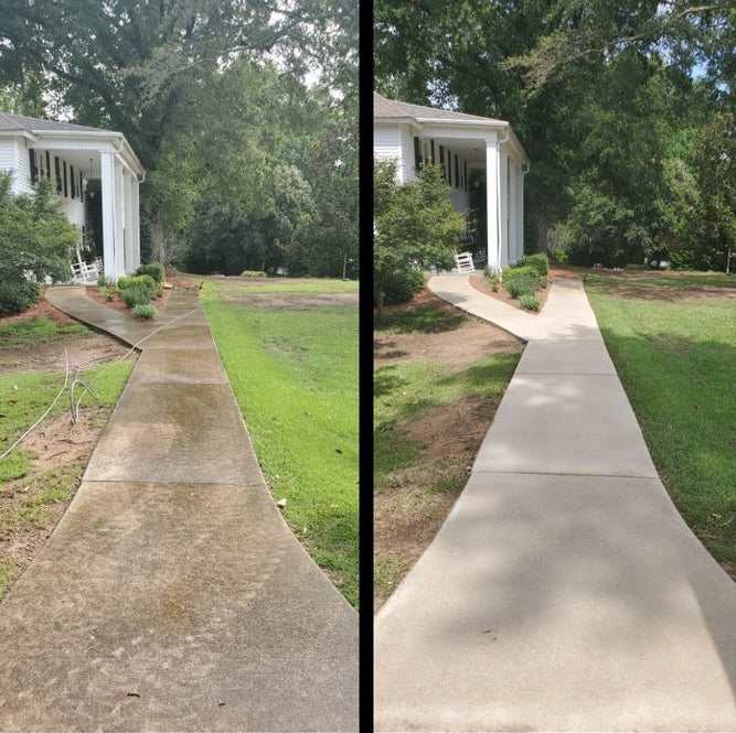 Walkway pressure washing
